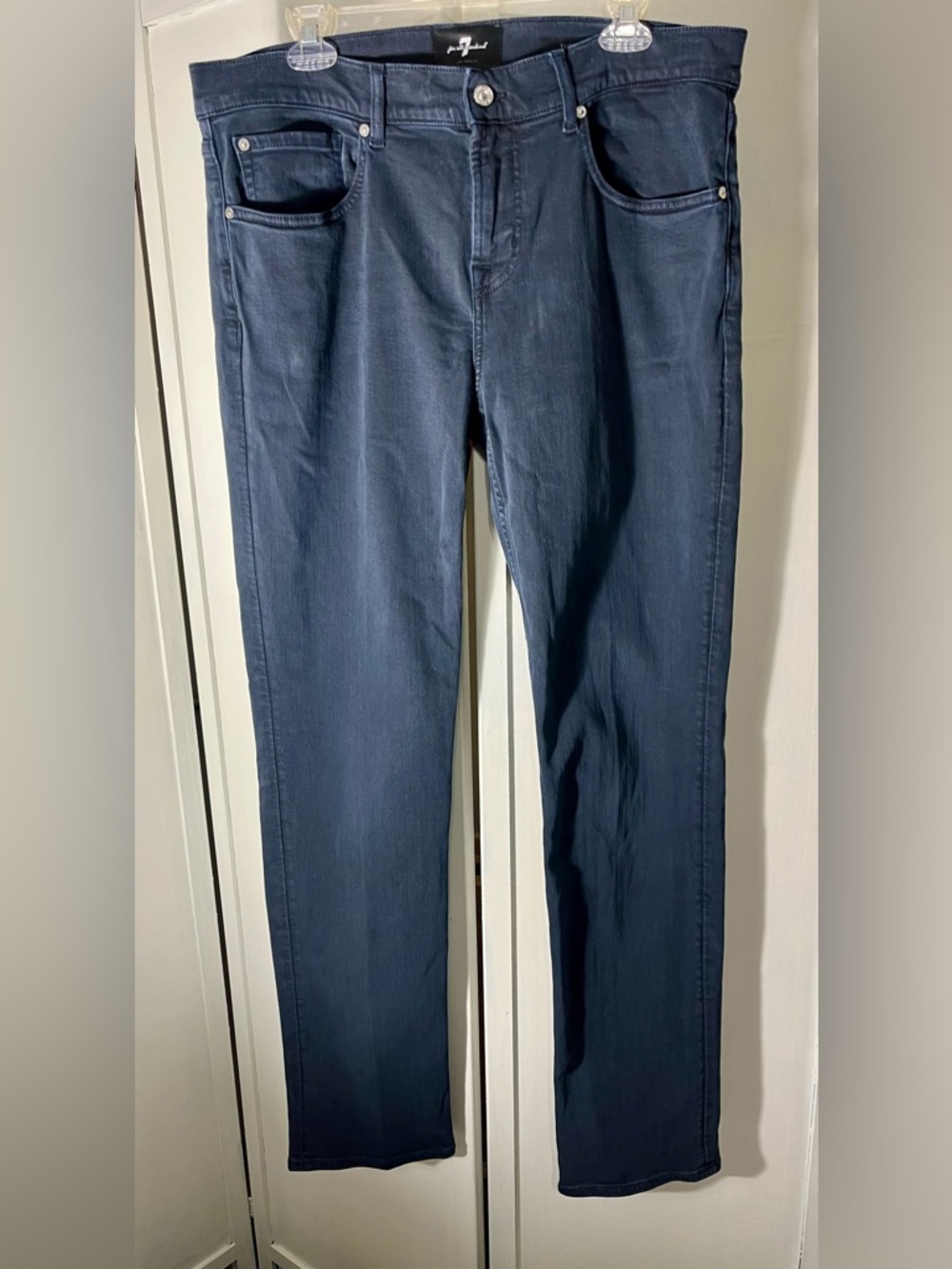 7 For All Mankind Men's 34x33 Dark Navy Blue Slimmy Fit Jeans